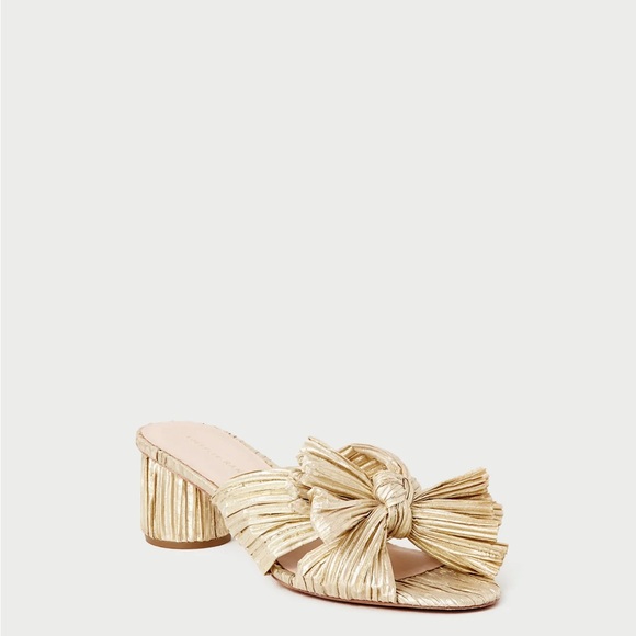 Loeffler Randall Gold Emilia Gold Pleated Bow Heel - Picture 3 of 6